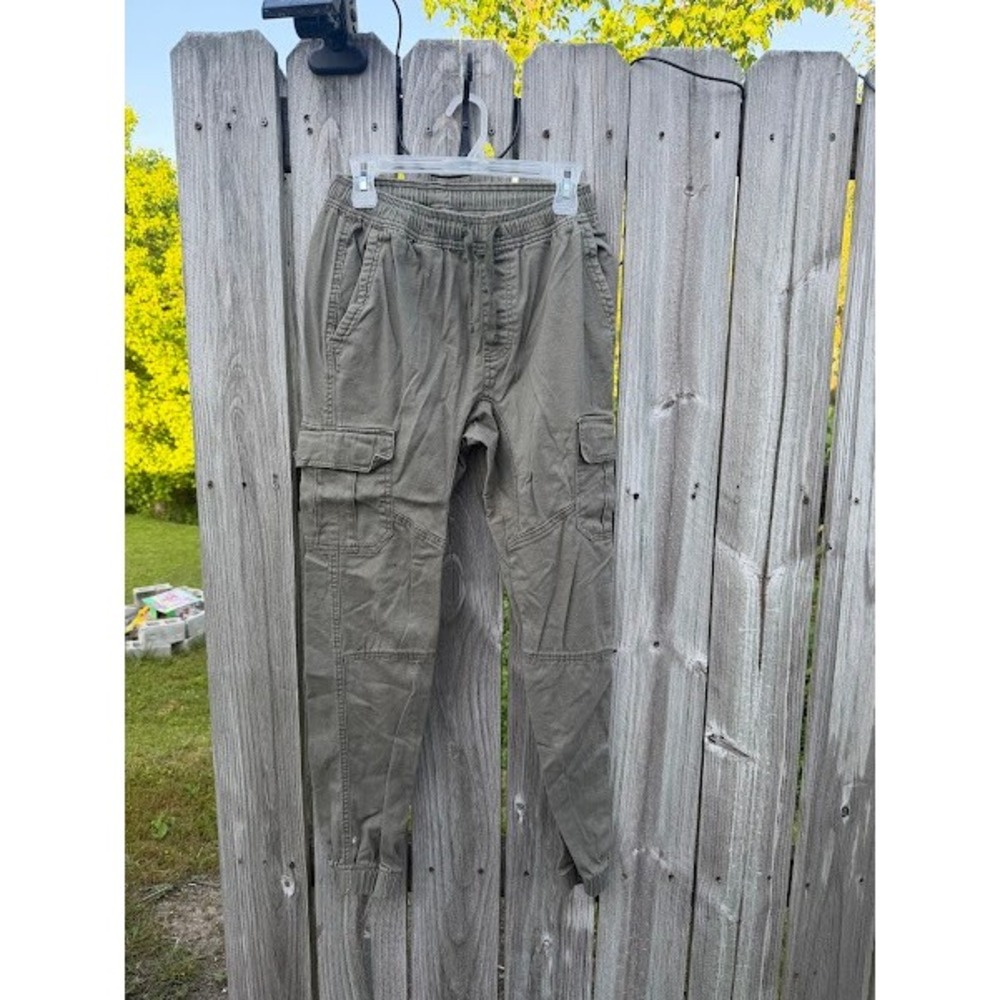 Faded Glory‎ Womens Cargo Jogger Pants Olive Green Utility Elastic Waist Small